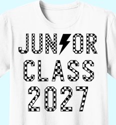 Custom Junior Class Shirts | Juniors 2027 - Checkered Lightning Design