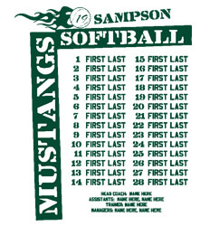 Custom Softball Roster Shirt Designs - Tradition Names - desn-630t1