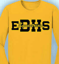 Equestrian Long Sleeve Shirt Designs - Athletic Letters - desn-264d1