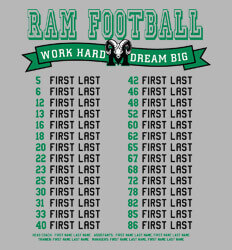 Custom Football Roster Shirt Designs - Banner Roster - idea-72b1