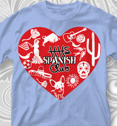 Spanish Club T Shirt Designs - Spanish Culture Heart - cool-776s1